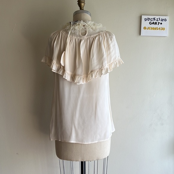 NEW Anthropologie Mise En Scene by Ruffian Mascarpone Silk Blouse SZ-4 - Picture 4 of 14